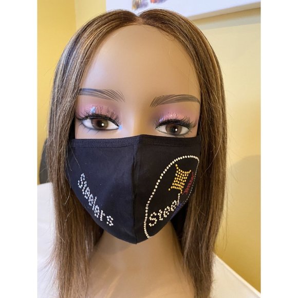 Pittsburgh STEELERS Bling Rhinestone Face Mask Side Logo - Picture 2 of 9